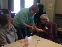 MIL Stitchers learn the magic loop technique on Feb 7, 2015