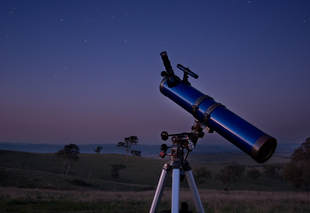 telescope looking at the night sky